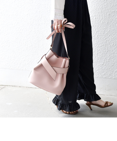 《一部予約》SHIPS any: ベルト デザイン 巾着 ショルダー バッグ