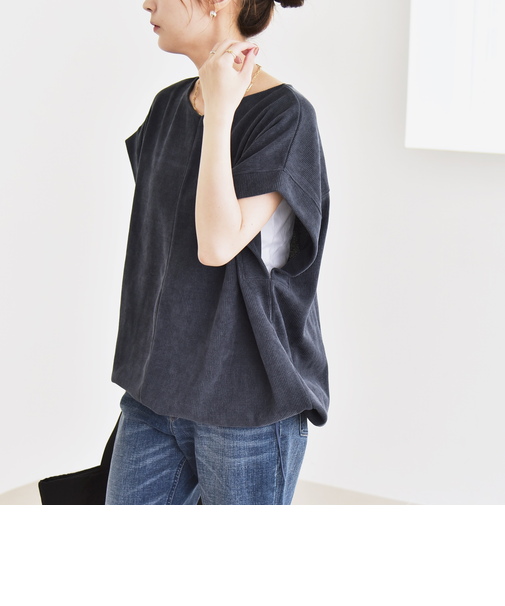 quaranciel:〈洗濯機可能〉ポリエステル ベロア ドロスト ルーズ プルオーバー