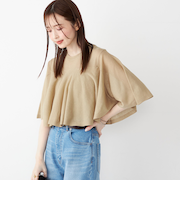 SHIPS Colors:〈手洗い可能〉シアー フレアスリーブ ニット◇