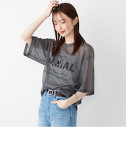 SHIPS Colors〈手洗い可能〉シアー ロゴ ニット TEE