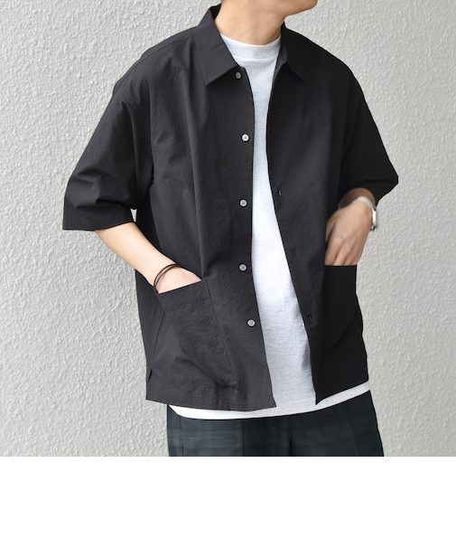 SHIPS any:〈撥水/軽量/ストレッチ〉SOLOTEX(R) シアサッカー キャンプポケット シャツ(セットアップ対応)25SS◇◇