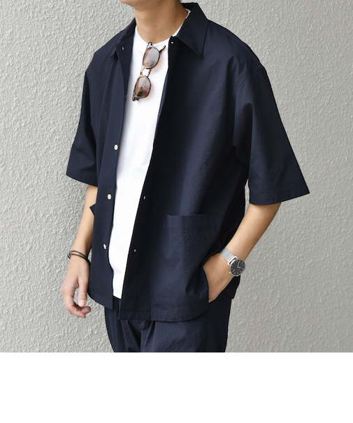 SHIPS any:〈撥水/軽量/ストレッチ〉SOLOTEX(R) シアサッカー キャンプポケット シャツ(セットアップ対応)25SS◇◇