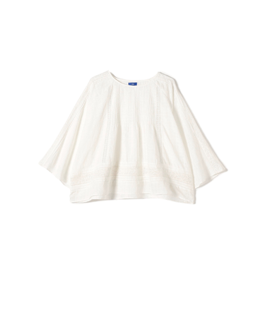 Fanaka:〈手洗い可能〉ピンタック ベル スリーブ ブラウス