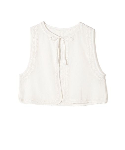 【SHIPS別注】Fanaka:〈手洗い可能〉メッシュ 刺繍 ジレ