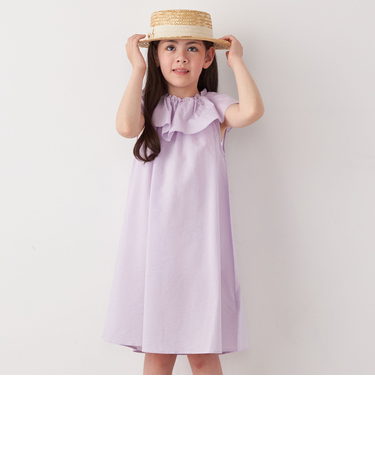 SHIPS any: シアサッカー フリルカラー ノースリーブ ワンピース <KIDS>