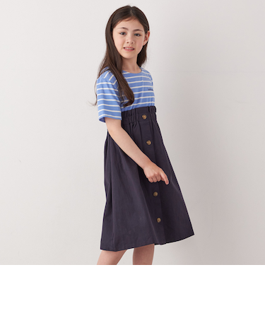SHIPS any: ロゴ 刺繍 ボーダー ドッキング ワンピース <KIDS>