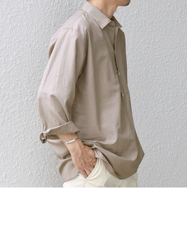 SHIPS any: コットン/リネン 7分袖 スキッパー プルオーバー シャツ◇◇