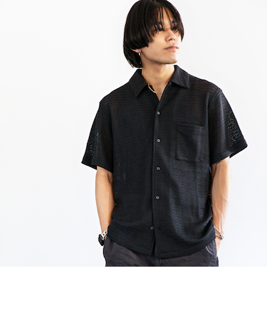 City Ambient Products: レギュラーカラー メッシュ シアー シャツ