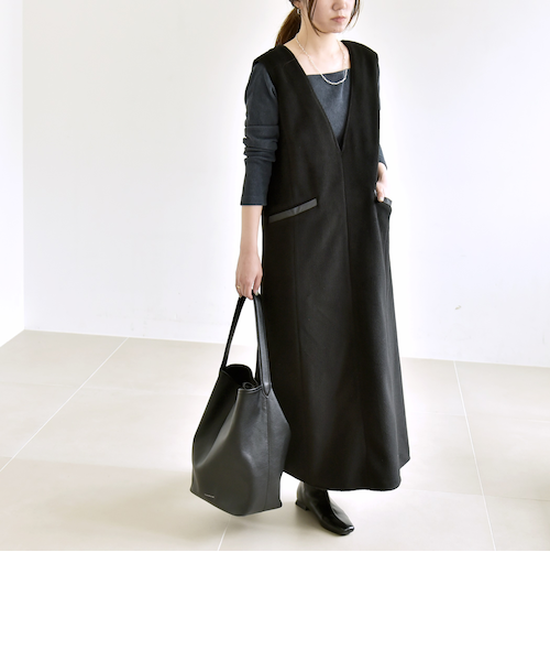 SHIPS any:〈洗濯機可能〉ダブルクロス Vネック ペプラム ワンピース