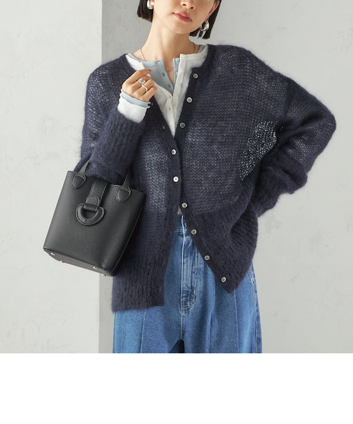 モヘヤ クルーネック カーディガン