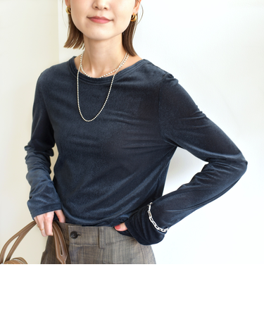〈手洗い可能〉シアー トリコット  ポリエステル ベロア 前後2WAY ロングスリーブ