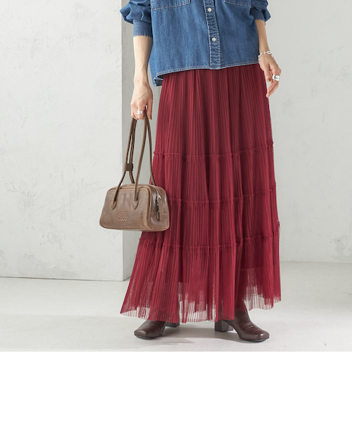 手洗い可能〉チュール プリーツ ティアード スカート｜シップスの通販