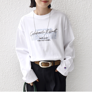 【SHIPS別注】Champion: プリント ロングスリーブ TEE