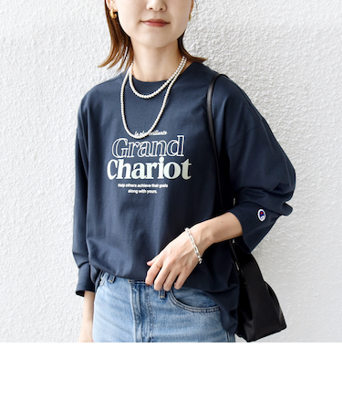 【SHIPS別注】Champion: プリント ロングスリーブ TEE