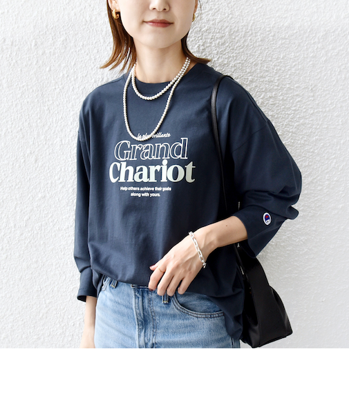 【SHIPS別注】Champion: プリント ロングスリーブ TEE