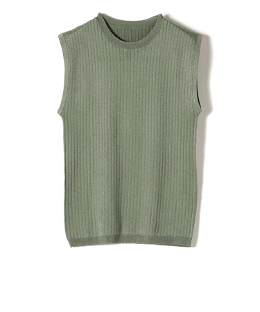 SHIPS Colors:〈手洗い可能〉ブライト ワイドリブ ノースリーブ ニット◇