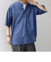 SHIPS any: コットン/リネン バンド スキッパー ハーフスリーブ シャツ◇