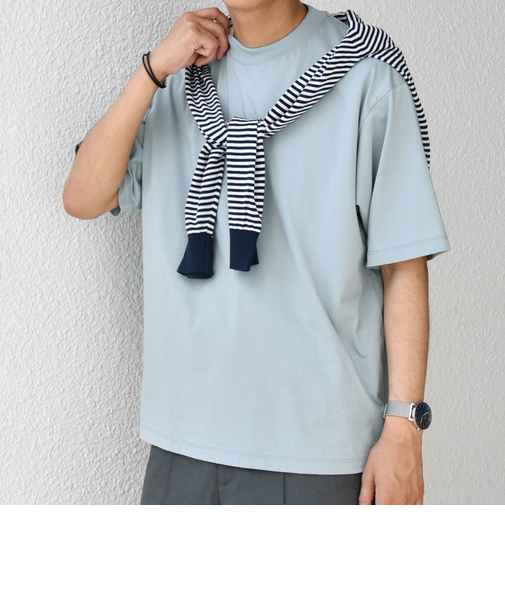 SHIPS any: JAPAN MADE ハイゲージ コットン リラックス リブネック Tシャツ◇