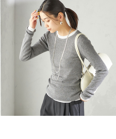 《予約》〈手洗い可能〉ラメ シアー リブ ニット プルオーバー