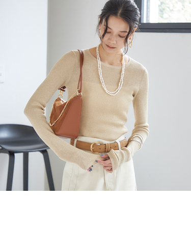 《予約》〈手洗い可能〉ラメ シアー リブ ニット プルオーバー