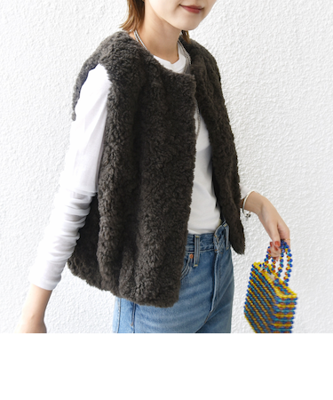 ランダム ファー ショート ジレ