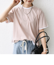 〈接触冷感〉レイヤード ライク TEE