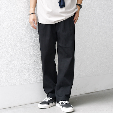 SHIPS any:〈洗濯機可能〉リネン混 2タック セミワイド イージーパンツ