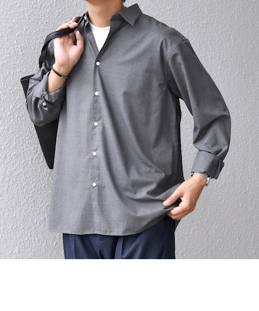 SHIPS any: LIM BLESS ソリッド/ストライプ レギュラーカラー シャツ(セットアップ対応)◇