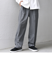 SHIPS any: LIM BLESS ソリッド/ストライプ 2プリーツ セミワイド イージーパンツ(セットアップ対応)◇