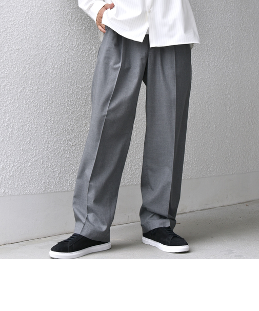 SHIPS any: LIM BLESS ソリッド/ストライプ 2プリーツ セミワイド イージーパンツ(セットアップ対応)◇