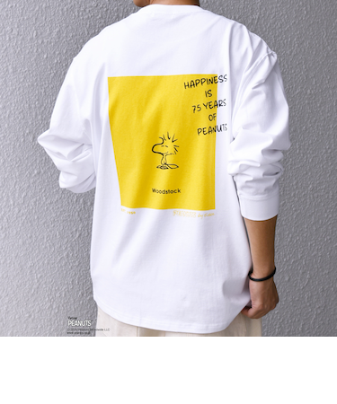 SHIPS any: SNOOPY コラボ 75th グラフィック プリント Tシャツ(ロンT)◇
