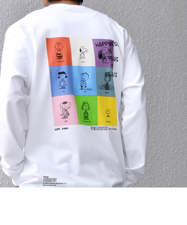 SHIPS any: SNOOPY コラボ 75th グラフィック プリント Tシャツ(ロンT)◇