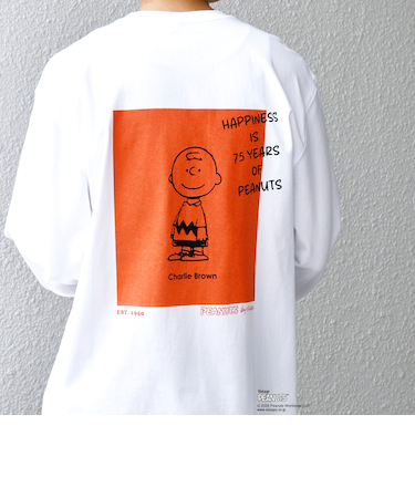 SHIPS any: SNOOPY コラボ 75th グラフィック プリント Tシャツ(ロンT)◇