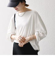 SHIPS any:〈接触冷感/汗染み防止加工/洗濯機可能〉ボートネック ワイド ロンTEE