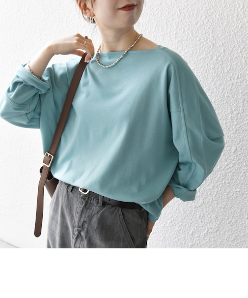SHIPS any:〈接触冷感/汗染み防止加工/洗濯機可能〉ボートネック ワイド ロンTEE