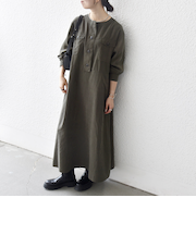 《一部追加予約》SHIPS any:〈洗濯機可能〉ピーチスキン クルーネック ポケット フレア ワンピース