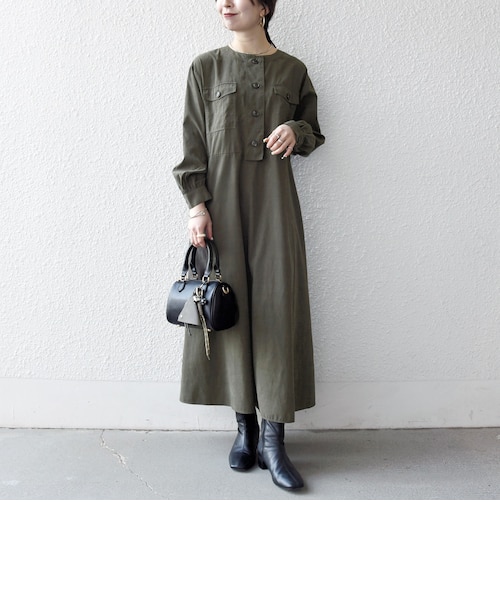 SHIPS any: エア ニードル クルーネック タック フレア ワンピース