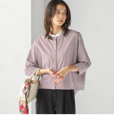 〈手洗い可能〉綿 ポリエステル ストライプ 羽織 シャツ