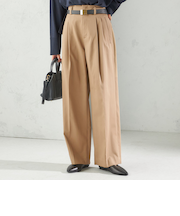 〈洗濯機可能〉ハイカウント ツイル 2タック ワイド パンツ