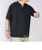 SHIPS any:〈接触冷感・遮熱・UVカット機能等〉サマーファンクション 鹿の子 ヘンリーネック Tシャツ◇