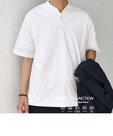 SHIPS any:〈接触冷感・遮熱・UVカット機能等〉サマーファンクション 鹿の子 ヘンリーネック Tシャツ◇
