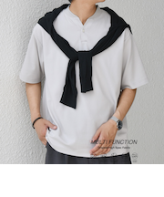 SHIPS any:〈接触冷感・遮熱・UVカット機能等〉サマーファンクション 鹿の子 ヘンリーネック Tシャツ◇