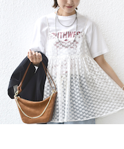 〈手洗い可能〉フラワー チュール 刺繍 チュニック ワンピース