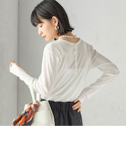 《一部追加予約》【SHIPS別注】miller: シアー ヘンリー ネック ロング スリーブ TEE