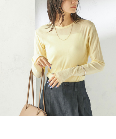 《一部追加予約》【SHIPS別注】miller: シアー ヘンリー ネック ロング スリーブ TEE