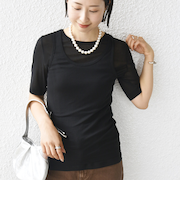 シアー フライス レイヤード TEE