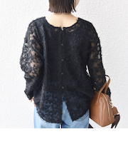【WEB限定】〈手洗い可能〉チュール フェザー レース 羽織