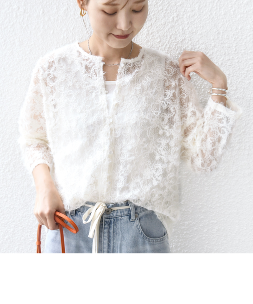 《追加予約》【WEB限定】〈手洗い可能〉チュール フェザー レース 羽織