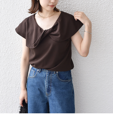 SHIPS Colors:〈手洗い可能〉ジョーゼット ネジリ カラー トップス