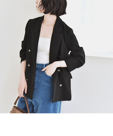 quaranciel:〈手洗い可能〉メッシュ ダブルブレスト テーラード ジャケット 25AW